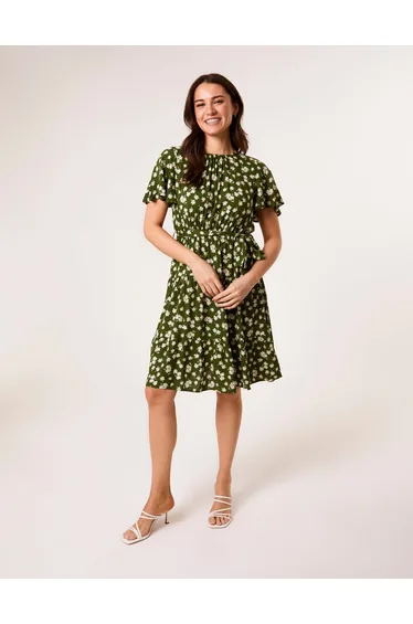 Crew Neck Tiered Mini Dress