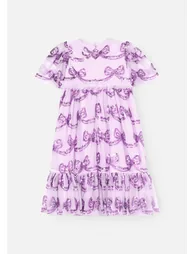 Delta Purple Bow Sequin Mesh Dress