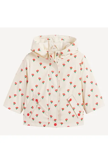 Rubber Hooded Waxed Jacket in Floral Print