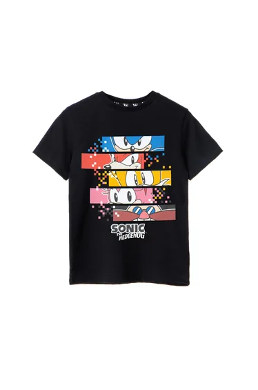 تيشيرت قطن أسود بطبعة