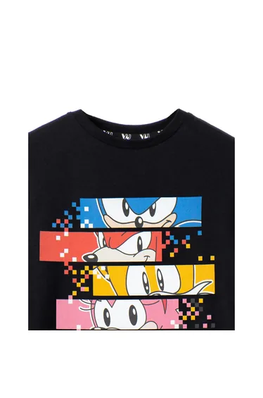 تيشيرت قطن أسود بطبعة