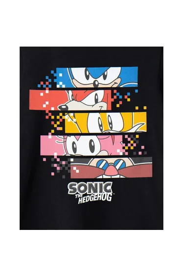 تيشيرت قطن أسود بطبعة