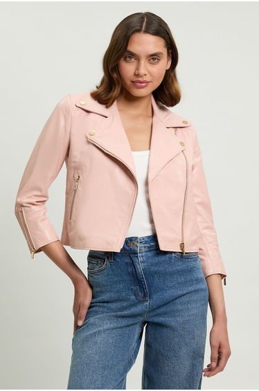 Leather Shrunken Biker Jacket