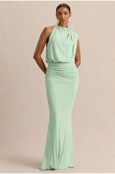 Umaira | Mint High-Neck Maxi Dress