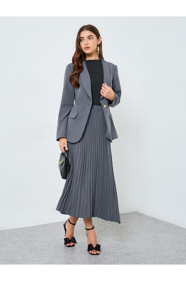 Grey Blazer and Pleated Skirt Co-ords