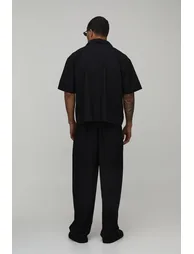 بنطلون بوهو مان أسود بقصة مستقيمة كتان - 1