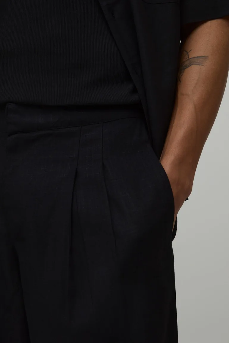 بنطلون بوهو مان أسود بقصة مستقيمة كتان - 2