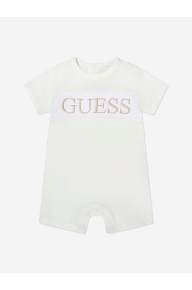 Guess Baby Logo Romper in Ivory