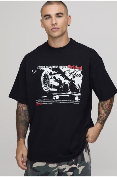 Black Oversized Monaco Graphic T-Shirt - black