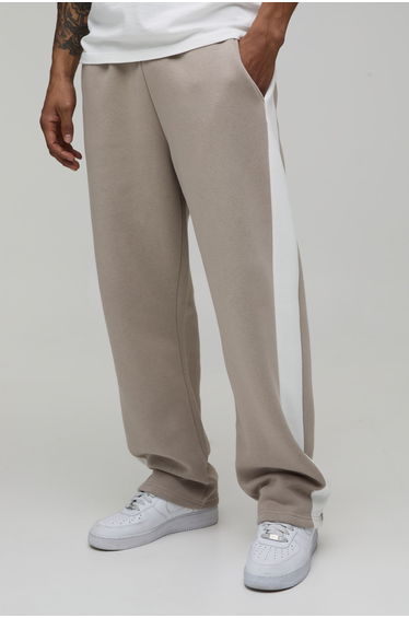 Straight Fit Panelled Jogger - stone