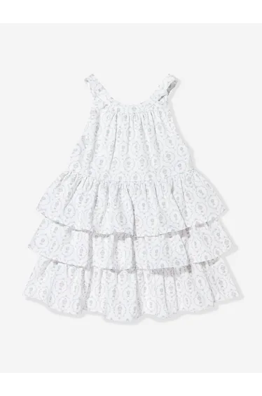 Girls Camille AOP Halterneck Dress in Ivory