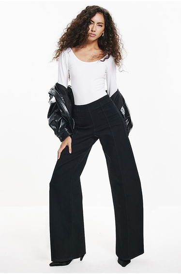 Black Pull-On Sculpt Palazzo Jeans