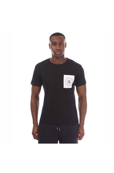 Men's Calvin Klein Round Logo Pocket T-Shirt in Black