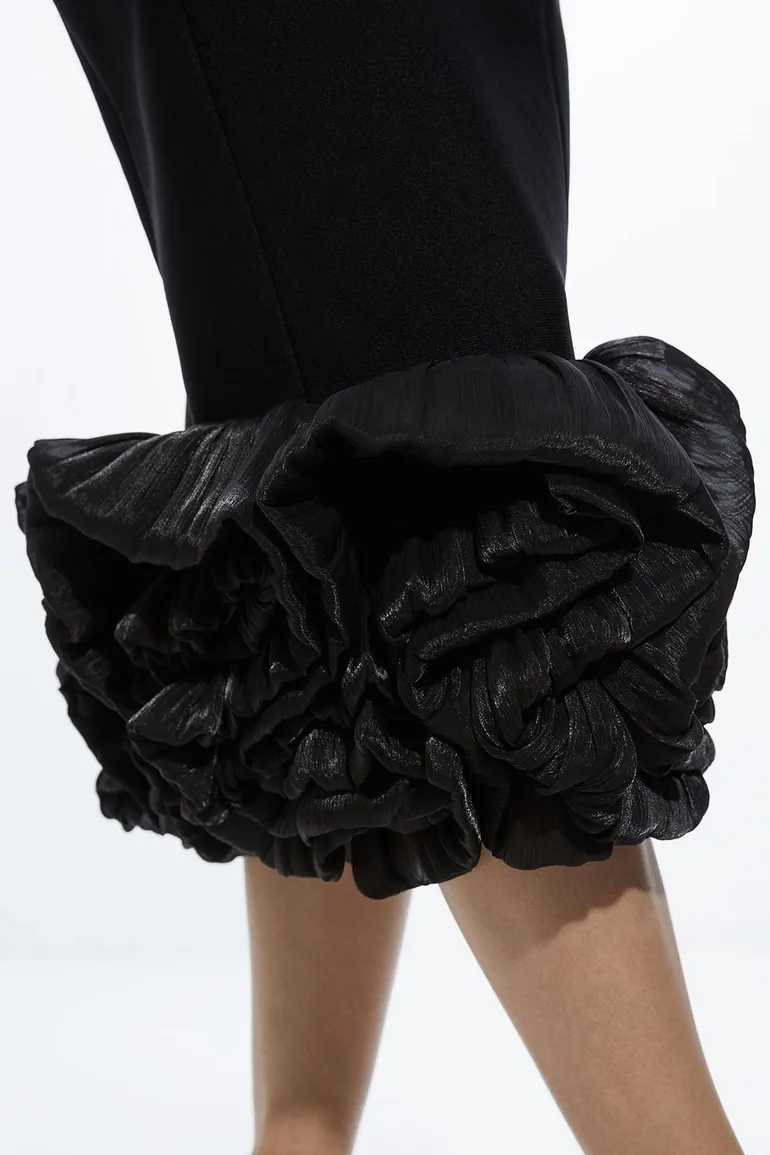 petite bandage frill hem midi dress Navy Ruffle Trim Midi Bandage Dress by Wolddress Wedding Guest