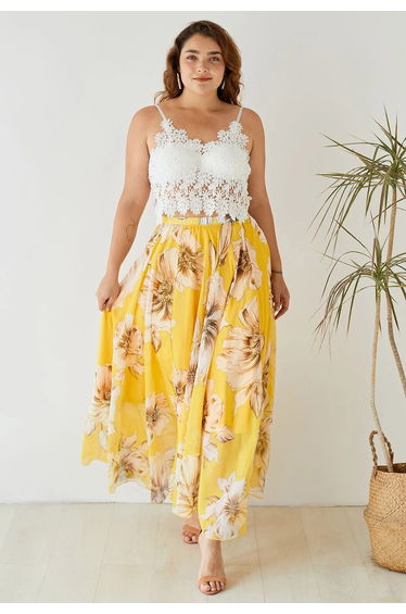Marvelous Floral Maxi Skirt in Yellow