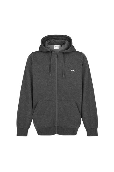 Slazenger Mens Polycotton Full Zip Hoodie - Charcoal Marl