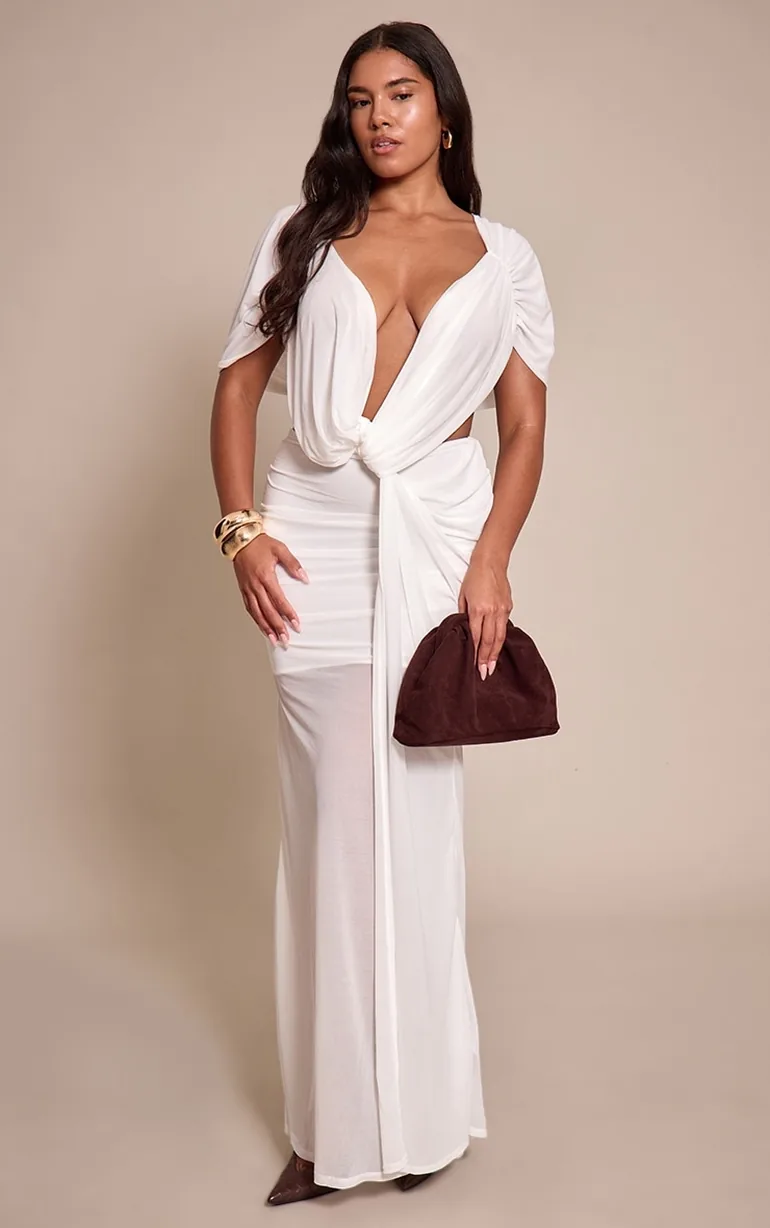 Shape White Mesh Cutout Maxi Dress Prettylittlething : Party Dresses :  VogaCloset Oman
