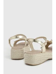 Strappy Knot Detail Espadrille Wedges - gold - 3