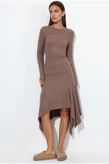 BUSEM A-line Midi Dress With Crew Neck