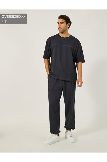 Acid Wash Round Neck T-Shirt and Oversize Joggers Co-Ords