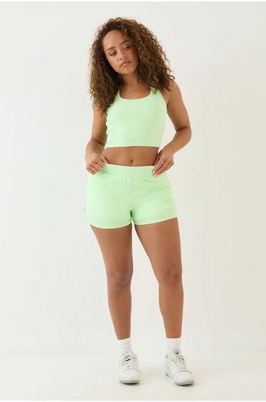 DSGN Studio High Waist 2 in 1 Running Short - lime