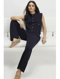 Navy Knitted Waistcoat - 3