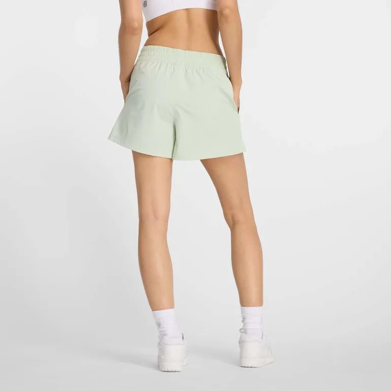 Women's New Balance Graphic Stretch Woven Pocket Shorts in Green - 2