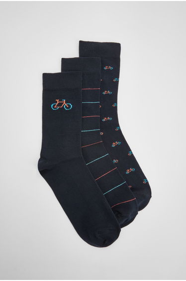 Black 3 Pack Cycling Themed Socks