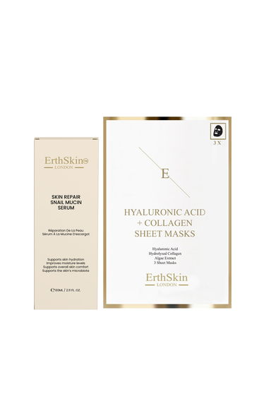 Skin Repair Snail Mucin Serum 60ml + Hyaluronic Acid & Collagen Mask (3 Sheets)