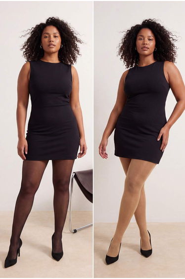 Black-Tan Plus Size Pantyhose