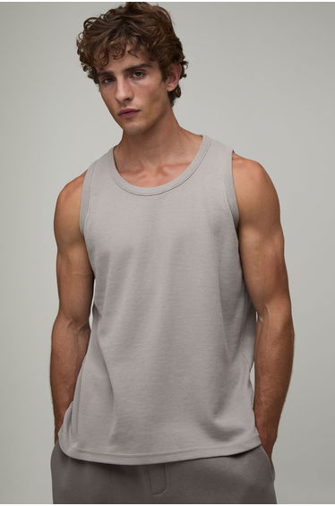 Essential Regular Fit Waffle Vest - grey