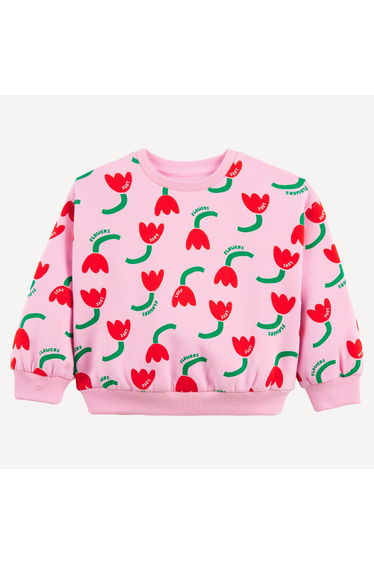 Floral Print Sweatshirt with Crew Neck