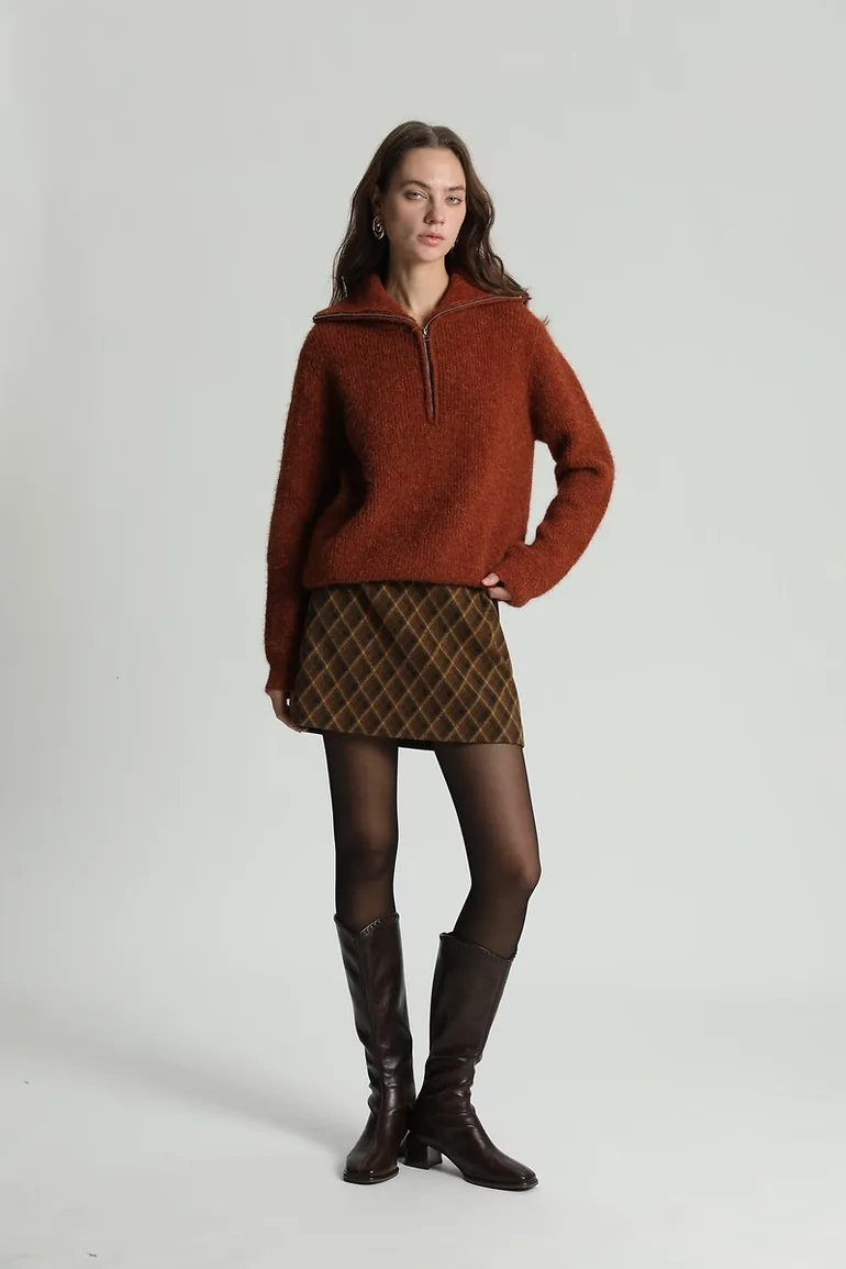 Checked Mini Skirt - 1