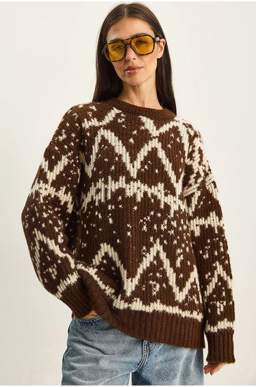 LUCCI Oversized Ethnic Knit Sweater