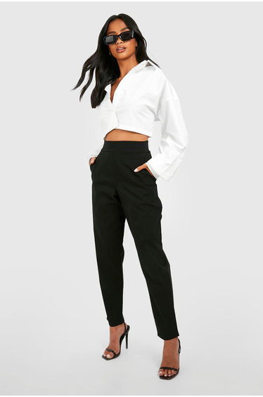 Petite Super Stretch Tapered Tailored Trouser - black