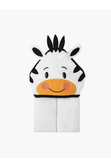Kids 3D Organic Cotton Woven Hooded Towel - Zebra