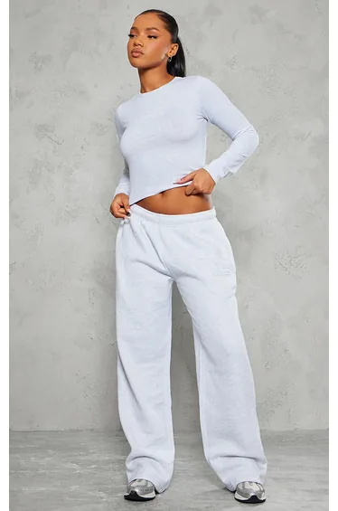 Grey Marl Embossed Studio Archives Wide Leg Joggers