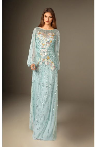Pearl Glow Blue Column Dress