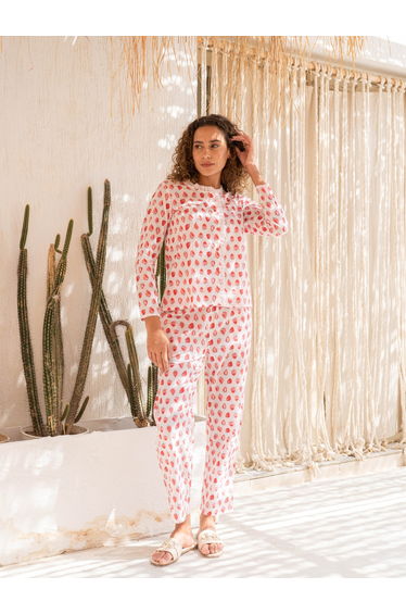 All Over Print Cotton Top and Pyjama Set