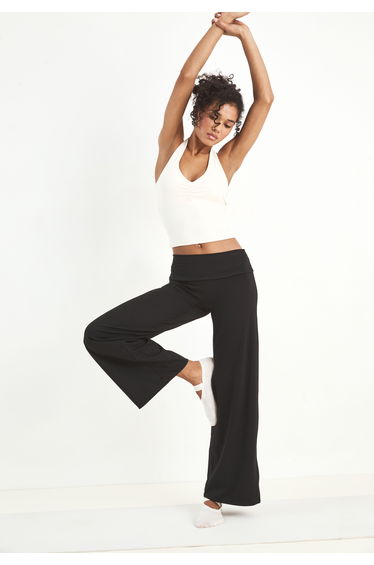 DSGN Studio Sculpt Fold Over Waist Straight Leg Yoga Pant - black