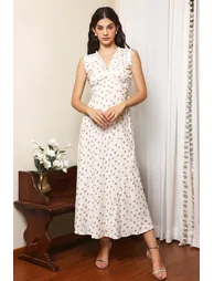 Martine Floral Sleeveless V-Neck Midi Dress