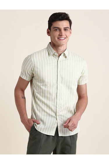 Men Striped Slim Fit Pure Cotton Shirt