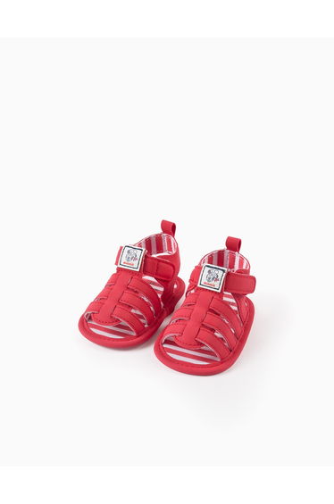 Sandals With Minnie Print For Newborn Girls, Red