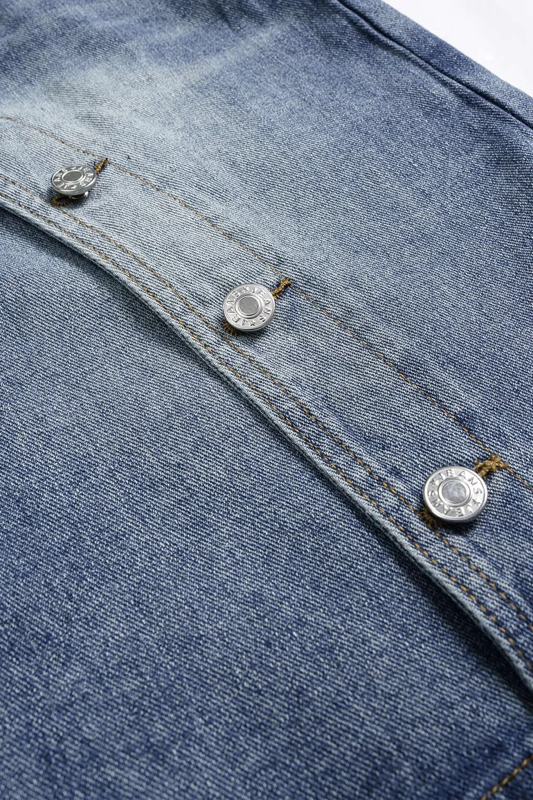 Denim Asymmetrical Button Shorts - 2