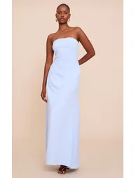 Light Blue Tailored Woven Bandeau Maxi Dress