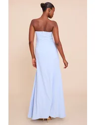 Light Blue Tailored Woven Bandeau Maxi Dress - 1
