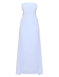 Light Blue Tailored Woven Bandeau Maxi Dress - 4