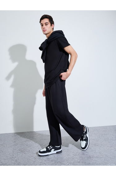 Men Straight Leg Cotton Blend Joggers with Drawcord