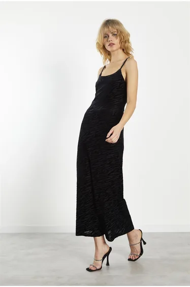 Black Velvet-Devore Bodycon Maxi-Dress