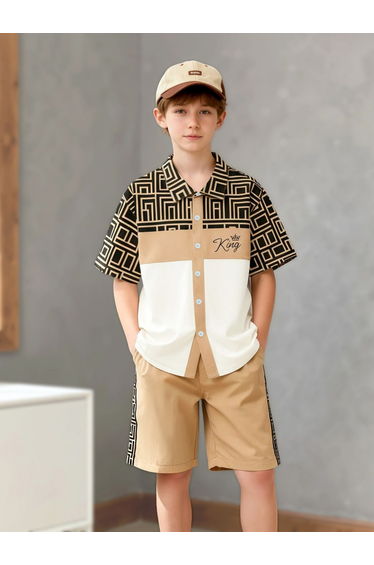 Teen Boys Color Block Shirt and Shorts Set
